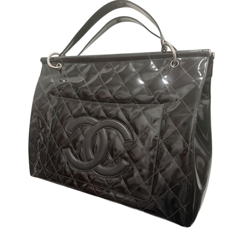 1996 Vintage Chanel Quilted Patent Leather Shopping Tote - Picture 2 of 13